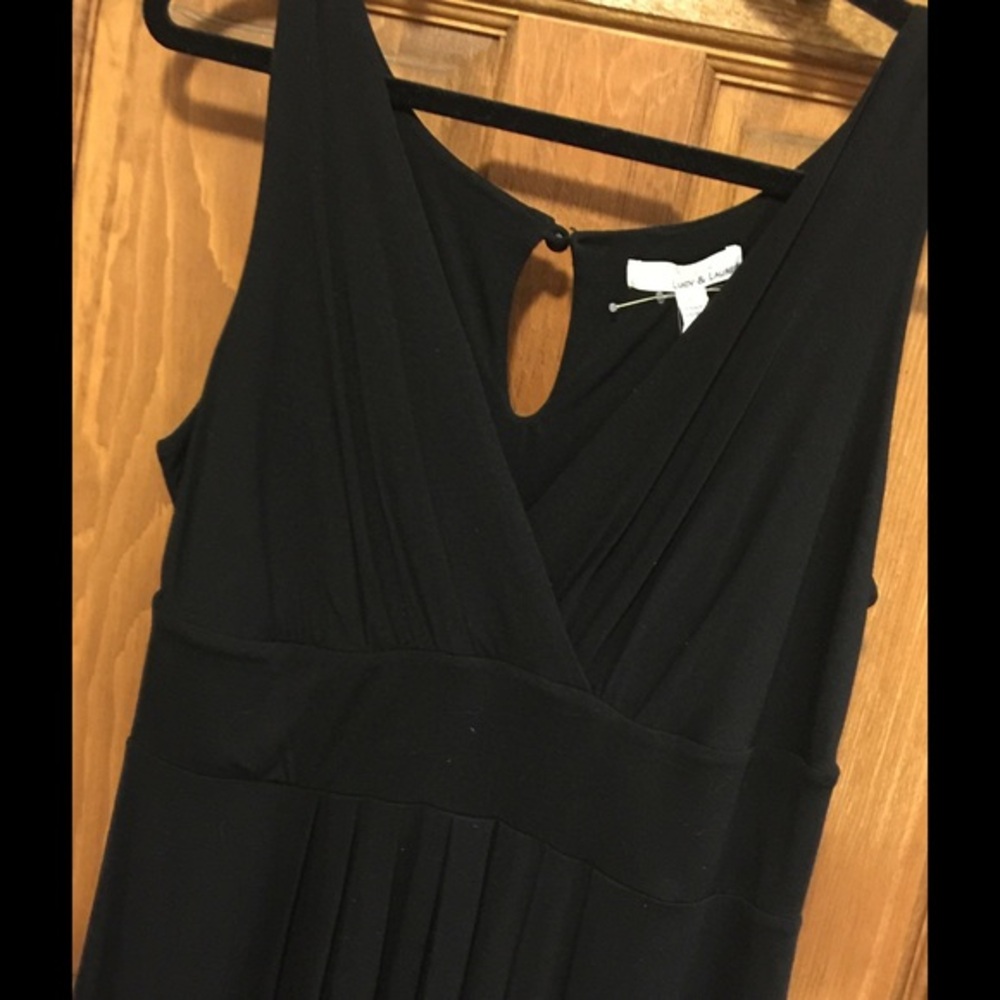 Pleated Black Midi Dress with Keyhole Back